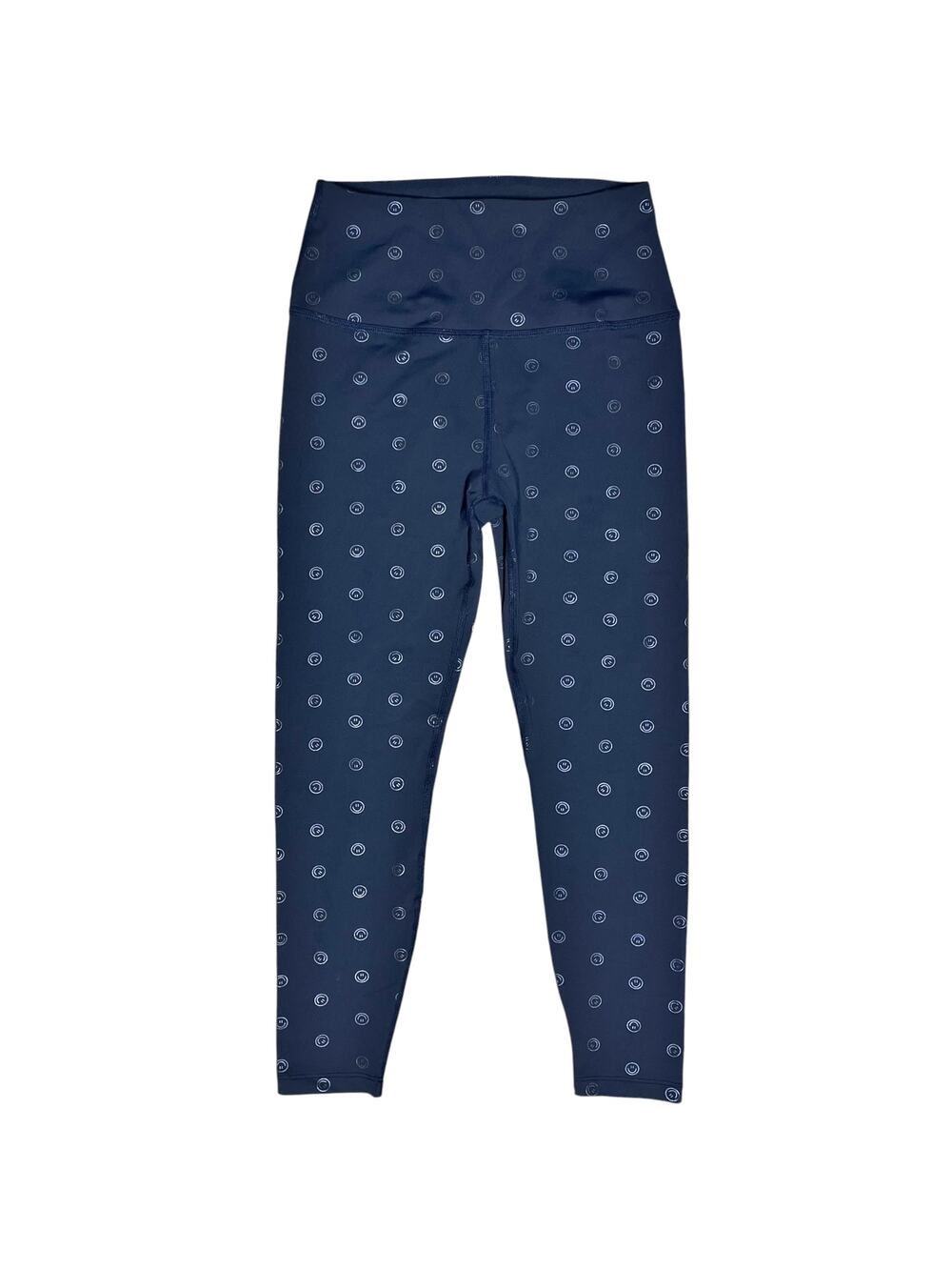 BEYOND YOGA Smiley Happy Face High-Waisted Midi Leggings Size M Navy Blue